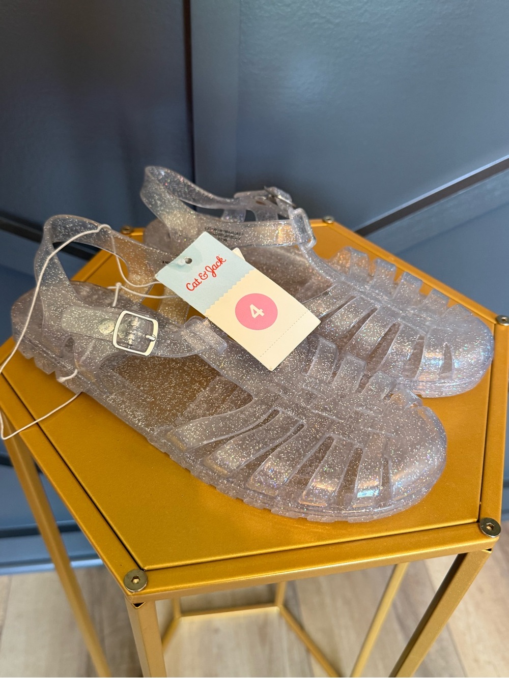 Cat & Jack Girls' Sparkle Jelly Sandals in Silver Glitter